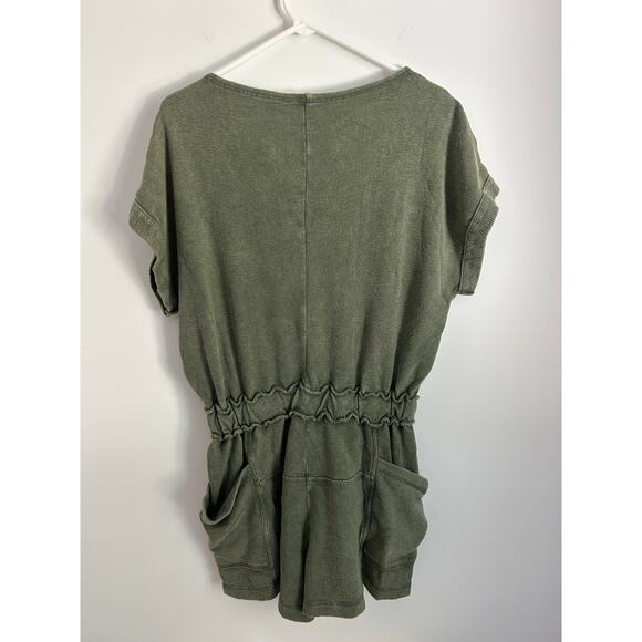 Roxy Women’s Big Wave Knit Romper Short Sleeve Drawstring Waist Pockets Size S - Picture 9 of 10